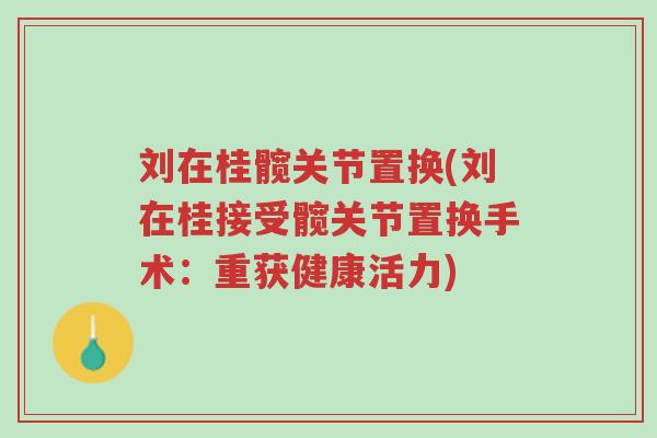 刘在桂髋关节置换(刘在桂接受髋关节置换手术:重获健康活力)-第1张图片-超越 刘在桂髋关节置换(刘在桂接受髋关节置换手术:重获健康活力)-第1张图片-超越