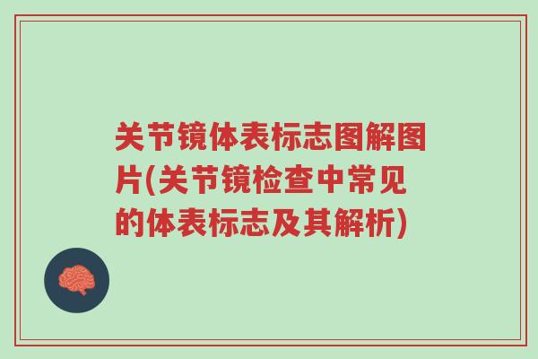 关节镜体表标志图解图片(关节镜检查中常见的体表标志及其解析)-第1张图片-超越 关节镜体表标志图解图片(关节镜检查中常见的体表标志及其解析)-第1张图片-超越