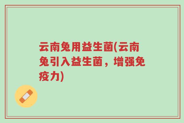 云南兔用益生菌(云南兔引入益生菌,增强免疫力)-第1张图片-超越 云南兔用益生菌(云南兔引入益生菌,增强免疫力)-第1张图片-超越