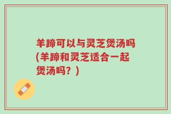 羊蹄可以与灵芝煲汤吗(羊蹄和灵芝适合一起煲汤吗?)-第1张图片-超越 羊蹄可以与灵芝煲汤吗(羊蹄和灵芝适合一起煲汤吗?)-第1张图片-超越