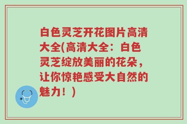 白色灵芝开花图片高清大全(高清大全:白色灵芝绽放美丽的花朵,让你惊艳感受大自然的魅力!)-第1张图片-超越 白色灵芝开花图片高清大全(高清大全:白色灵芝绽放美丽的花朵,让你惊艳感受大自然的魅力!)-第1张图片-超越