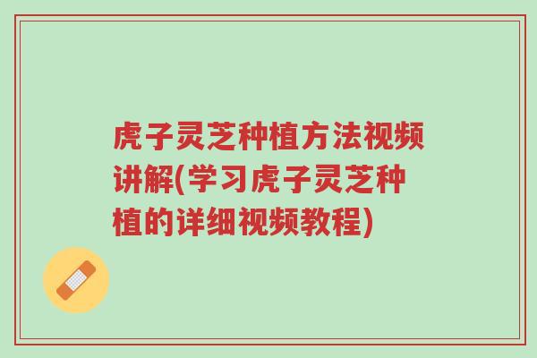 虎子灵芝种植方法视频讲解(学习虎子灵芝种植的详细视频教程)-第1张图片-超越 虎子灵芝种植方法视频讲解(学习虎子灵芝种植的详细视频教程)-第1张图片-超越