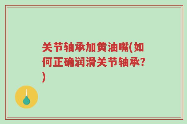 关节轴承加黄油嘴(如何正确润滑关节轴承?)-第1张图片-超越 关节轴承加黄油嘴(如何正确润滑关节轴承?)-第1张图片-超越