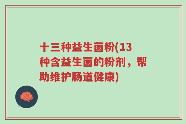 十三种益生菌粉(13种含益生菌的粉剂,帮助维护肠道健康)-第1张图片-超越 十三种益生菌粉(13种含益生菌的粉剂,帮助维护肠道健康)-第1张图片-超越