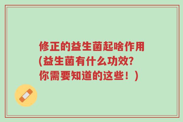修正的益生菌起啥作用(益生菌有什么功效?你需要知道的这些!)-第1张图片-超越 修正的益生菌起啥作用(益生菌有什么功效?你需要知道的这些!)-第1张图片-超越