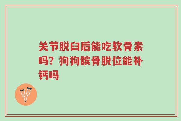 关节脱臼后能吃软骨素吗?狗狗髌骨脱位能补钙吗-第1张图片-超越 关节脱臼后能吃软骨素吗?狗狗髌骨脱位能补钙吗-第1张图片-超越