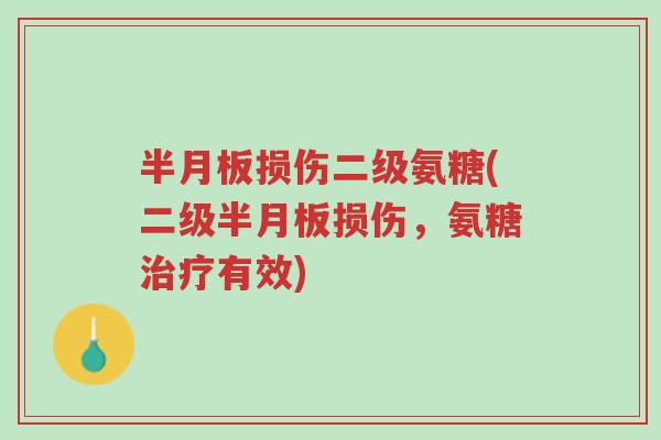 半月板损伤二级氨糖(二级半月板损伤,氨糖治疗有效)-第1张图片-超越 半月板损伤二级氨糖(二级半月板损伤,氨糖治疗有效)-第1张图片-超越