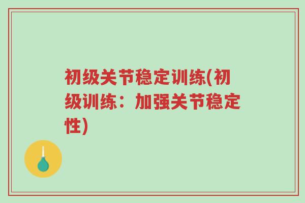 初级关节稳定训练(初级训练:加强关节稳定性)-第1张图片-超越 初级关节稳定训练(初级训练:加强关节稳定性)-第1张图片-超越