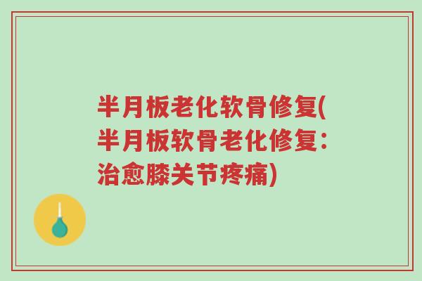 半月板老化软骨修复(半月板软骨老化修复:治愈膝关节疼痛)-第1张图片-超越 半月板老化软骨修复(半月板软骨老化修复:治愈膝关节疼痛)-第1张图片-超越