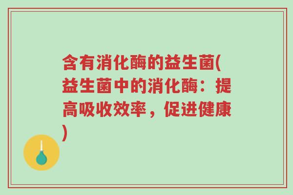 含有消化酶的益生菌(益生菌中的消化酶:提高吸收效率,促进健康)-第1张图片-超越 含有消化酶的益生菌(益生菌中的消化酶:提高吸收效率,促进健康)-第1张图片-超越
