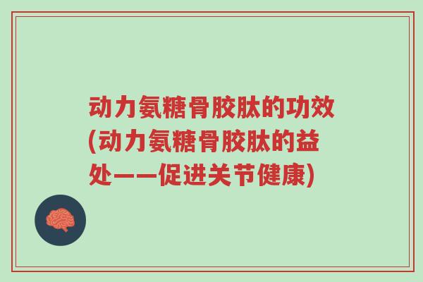 动力氨糖骨胶肽的功效(动力氨糖骨胶肽的益处——促进关节健康)-第1张图片-超越 动力氨糖骨胶肽的功效(动力氨糖骨胶肽的益处——促进关节健康)-第1张图片-超越