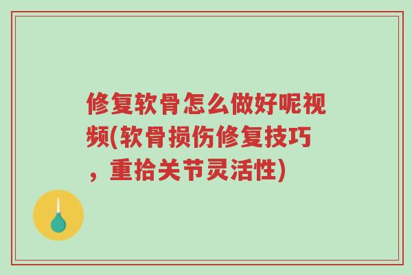 修复软骨怎么做好呢视频(软骨损伤修复技巧,重拾关节灵活性)-第1张图片-超越 修复软骨怎么做好呢视频(软骨损伤修复技巧,重拾关节灵活性)-第1张图片-超越