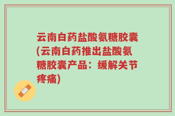 云南白药盐酸氨糖胶囊(云南白药推出盐酸氨糖胶囊产品：缓解关节疼痛)-第1张图片-超越
