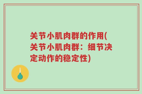 关节小肌肉群的作用(关节小肌肉群:细节决定动作的稳定性)-第1张图片-超越 关节小肌肉群的作用(关节小肌肉群:细节决定动作的稳定性)-第1张图片-超越