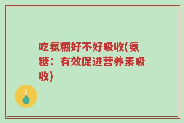 吃氨糖好不好吸收(氨糖:有效促进营养素吸收)-第1张图片-超越 吃氨糖好不好吸收(氨糖:有效促进营养素吸收)-第1张图片-超越