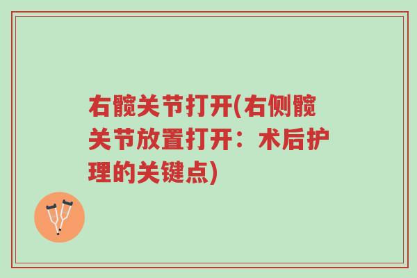 右髋关节打开(右侧髋关节放置打开:术后护理的关键点)-第1张图片-超越 右髋关节打开(右侧髋关节放置打开:术后护理的关键点)-第1张图片-超越