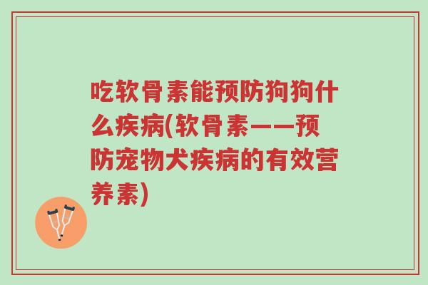 吃软骨素能预防狗狗什么疾病(软骨素——预防宠物犬疾病的有效营养素)-第1张图片-超越 吃软骨素能预防狗狗什么疾病(软骨素——预防宠物犬疾病的有效营养素)-第1张图片-超越