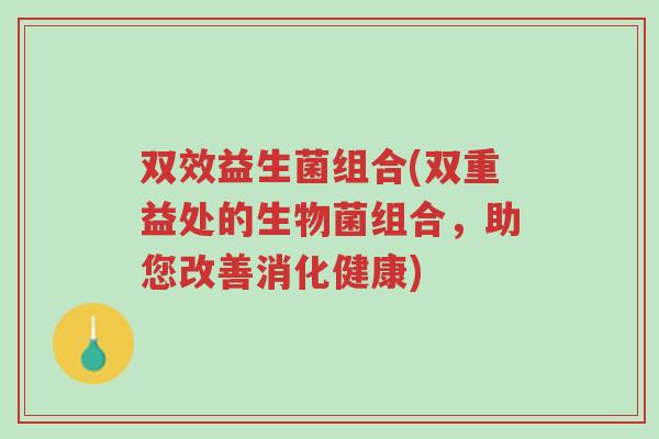 双效益生菌组合(双重益处的生物菌组合,助您改善消化健康)-第1张图片-超越 双效益生菌组合(双重益处的生物菌组合,助您改善消化健康)-第1张图片-超越