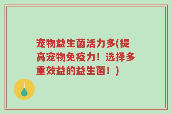 宠物益生菌活力多(提高宠物免疫力!选择多重效益的益生菌!)-第1张图片-超越 宠物益生菌活力多(提高宠物免疫力!选择多重效益的益生菌!)-第1张图片-超越