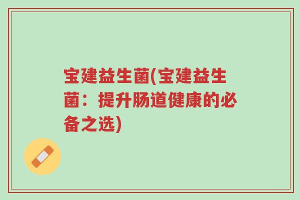 宝建益生菌(宝建益生菌:提升肠道健康的必备之选)-第1张图片-超越 宝建益生菌(宝建益生菌:提升肠道健康的必备之选)-第1张图片-超越