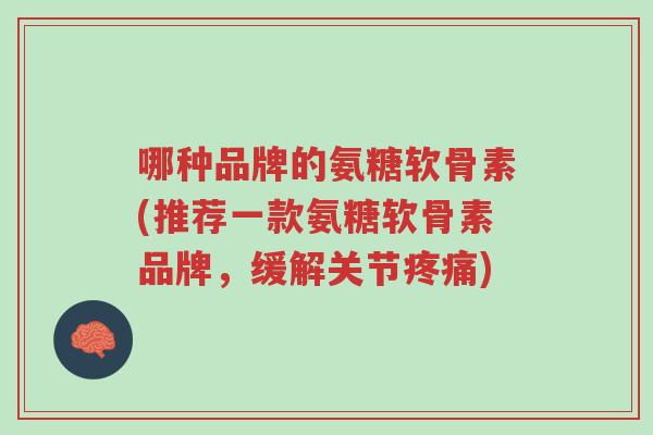 哪种品牌的氨糖软骨素(推荐一款氨糖软骨素品牌,缓解关节疼痛)-第1张图片-超越 哪种品牌的氨糖软骨素(推荐一款氨糖软骨素品牌,缓解关节疼痛)-第1张图片-超越