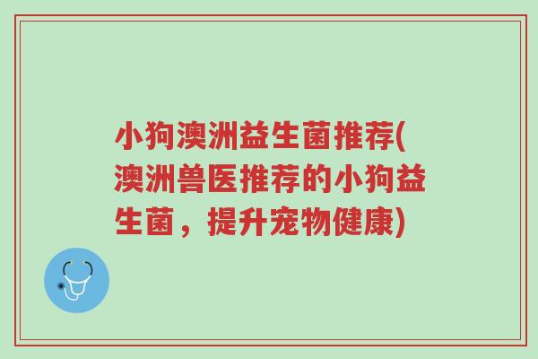 小狗澳洲益生菌推荐(澳洲兽医推荐的小狗益生菌,提升宠物健康)-第1张图片-超越 小狗澳洲益生菌推荐(澳洲兽医推荐的小狗益生菌,提升宠物健康)-第1张图片-超越