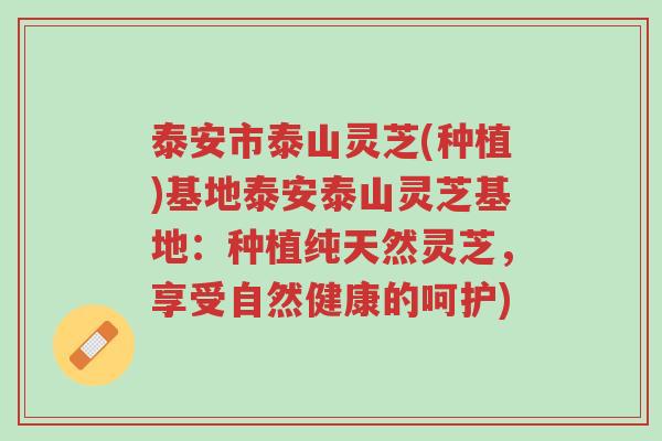 泰安市泰山灵芝(种植)基地泰安泰山灵芝基地:种植纯天然灵芝,享受自然健康的呵护)-第1张图片-超越 泰安市泰山灵芝(种植)基地泰安泰山灵芝基地:种植纯天然灵芝,享受自然健康的呵护)-第1张图片-超越