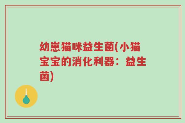 幼崽猫咪益生菌(小猫宝宝的消化利器：益生菌)-第1张图片-超越