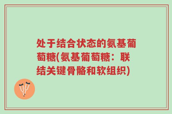 处于结合状态的氨基葡萄糖(氨基葡萄糖:联结关键骨骼和软组织)-第1张图片-超越 处于结合状态的氨基葡萄糖(氨基葡萄糖:联结关键骨骼和软组织)-第1张图片-超越