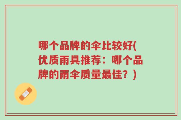 哪个品牌的伞比较好(优质雨具推荐：哪个品牌的雨伞质量最佳？)-第1张图片-超越