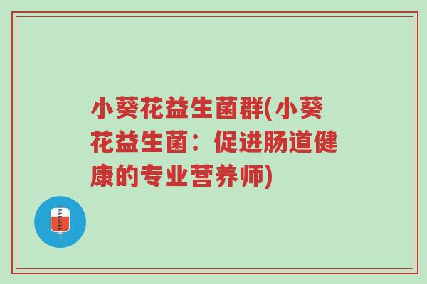小葵花益生菌群(小葵花益生菌:促进肠道健康的专业营养师)-第1张图片-超越 小葵花益生菌群(小葵花益生菌:促进肠道健康的专业营养师)-第1张图片-超越