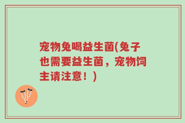 宠物兔喝益生菌(兔子也需要益生菌,宠物饲主请注意!)-第1张图片-超越 宠物兔喝益生菌(兔子也需要益生菌,宠物饲主请注意!)-第1张图片-超越