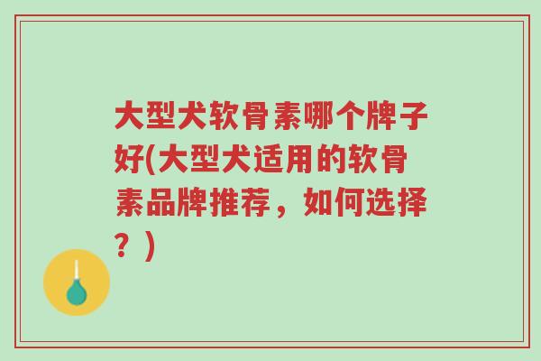 大型犬软骨素哪个牌子好(大型犬适用的软骨素品牌推荐,如何选择?)-第1张图片-超越 大型犬软骨素哪个牌子好(大型犬适用的软骨素品牌推荐,如何选择?)-第1张图片-超越