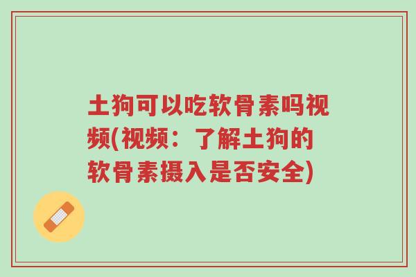 土狗可以吃软骨素吗视频(视频:了解土狗的软骨素摄入是否安全)-第1张图片-超越 土狗可以吃软骨素吗视频(视频:了解土狗的软骨素摄入是否安全)-第1张图片-超越