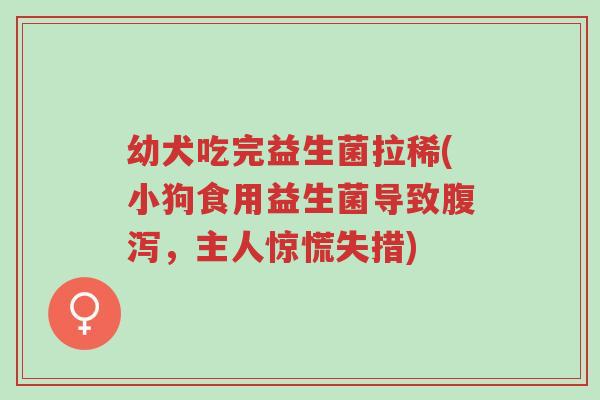 幼犬吃完益生菌拉稀(小狗食用益生菌导致腹泻,主人惊慌失措)-第1张图片-超越 幼犬吃完益生菌拉稀(小狗食用益生菌导致腹泻,主人惊慌失措)-第1张图片-超越
