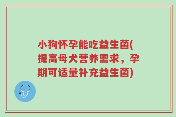 小狗怀孕能吃益生菌(提高母犬营养需求,孕期可适量补充益生菌)-第1张图片-超越 小狗怀孕能吃益生菌(提高母犬营养需求,孕期可适量补充益生菌)-第1张图片-超越