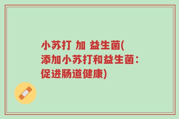 小苏打 加 益生菌(添加小苏打和益生菌:促进肠道健康)-第1张图片-超越 小苏打 加 益生菌(添加小苏打和益生菌:促进肠道健康)-第1张图片-超越