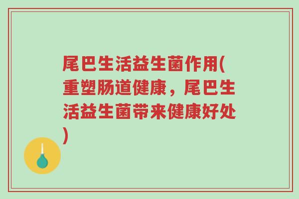 尾巴生活益生菌作用(重塑肠道健康,尾巴生活益生菌带来健康好处)-第1张图片-超越 尾巴生活益生菌作用(重塑肠道健康,尾巴生活益生菌带来健康好处)-第1张图片-超越