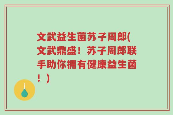 文武益生菌苏子周郎(文武鼎盛!苏子周郎联手助你拥有健康益生菌!)-第1张图片-超越 文武益生菌苏子周郎(文武鼎盛!苏子周郎联手助你拥有健康益生菌!)-第1张图片-超越