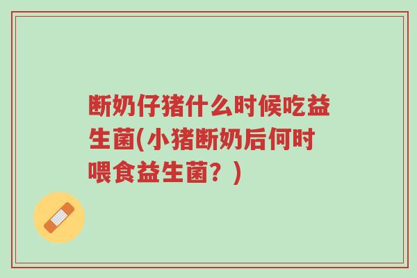 断奶仔猪什么时候吃益生菌(小猪断奶后何时喂食益生菌?)-第1张图片-超越 断奶仔猪什么时候吃益生菌(小猪断奶后何时喂食益生菌?)-第1张图片-超越