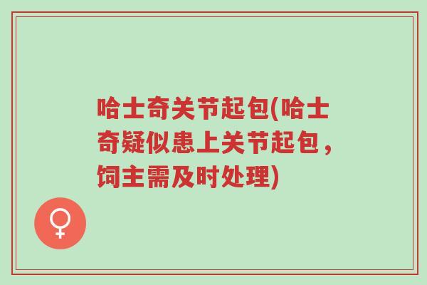哈士奇关节起包(哈士奇疑似患上关节起包,饲主需及时处理)-第1张图片-超越 哈士奇关节起包(哈士奇疑似患上关节起包,饲主需及时处理)-第1张图片-超越