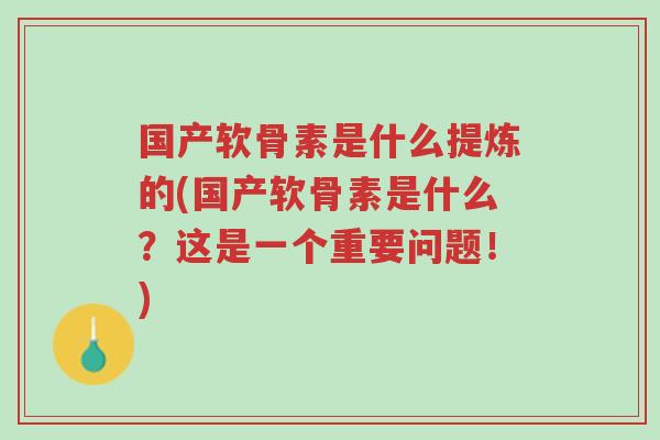国产软骨素是什么提炼的(国产软骨素是什么？这是一个重要问题！)-第1张图片-超越