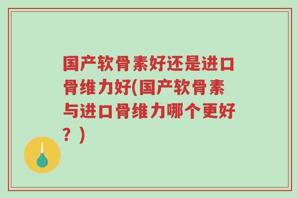国产软骨素好还是进口骨维力好(国产软骨素与进口骨维力哪个更好?)-第1张图片-超越 国产软骨素好还是进口骨维力好(国产软骨素与进口骨维力哪个更好?)-第1张图片-超越