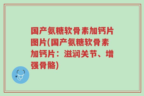 国产氨糖软骨素加钙片图片(国产氨糖软骨素加钙片:滋润关节、增强骨骼)-第1张图片-超越 国产氨糖软骨素加钙片图片(国产氨糖软骨素加钙片:滋润关节、增强骨骼)-第1张图片-超越
