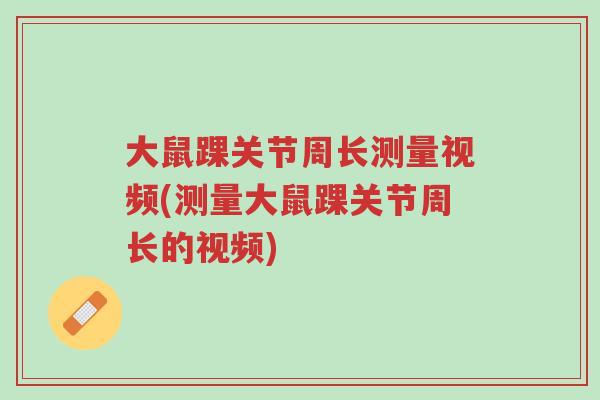 大鼠踝关节周长测量视频(测量大鼠踝关节周长的视频)-第1张图片-超越 大鼠踝关节周长测量视频(测量大鼠踝关节周长的视频)-第1张图片-超越