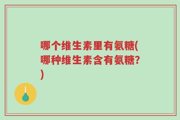 哪个维生素里有氨糖(哪种维生素含有氨糖?)-第1张图片-超越 哪个维生素里有氨糖(哪种维生素含有氨糖?)-第1张图片-超越