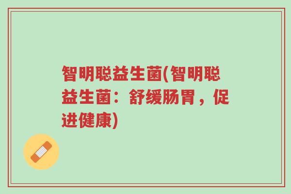 智明聪益生菌(智明聪益生菌:舒缓肠胃,促进健康)-第1张图片-超越 智明聪益生菌(智明聪益生菌:舒缓肠胃,促进健康)-第1张图片-超越