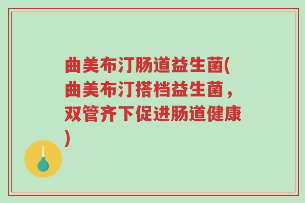 曲美布汀肠道益生菌(曲美布汀搭档益生菌,双管齐下促进肠道健康)-第1张图片-超越 曲美布汀肠道益生菌(曲美布汀搭档益生菌,双管齐下促进肠道健康)-第1张图片-超越