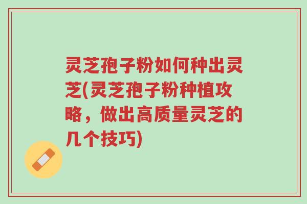 灵芝孢子粉如何种出灵芝(灵芝孢子粉种植攻略,做出高质量灵芝的几个技巧)-第1张图片-超越 灵芝孢子粉如何种出灵芝(灵芝孢子粉种植攻略,做出高质量灵芝的几个技巧)-第1张图片-超越
