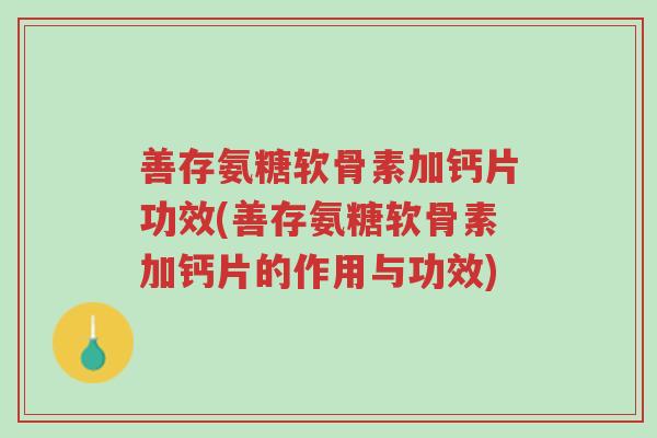 善存氨糖软骨素加钙片功效(善存氨糖软骨素加钙片的作用与功效)-第1张图片-超越 善存氨糖软骨素加钙片功效(善存氨糖软骨素加钙片的作用与功效)-第1张图片-超越